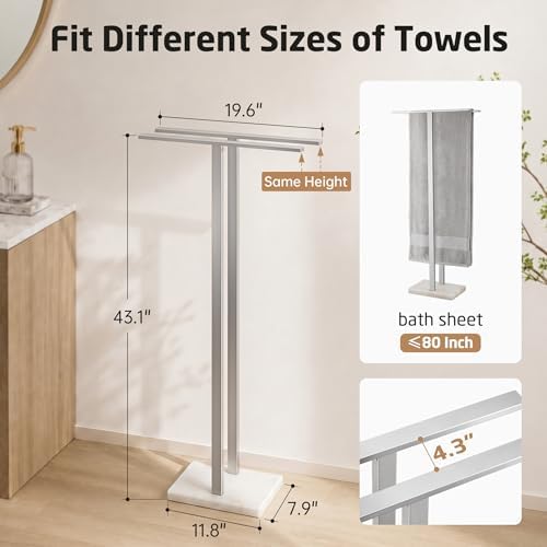 KES 43'' H Standing Towel Rack for Bathroom, Weighted Marble Base - Image 6