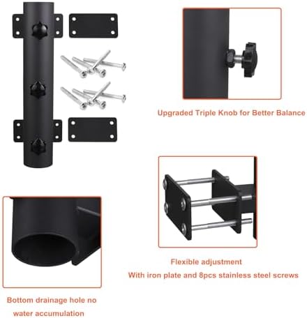 Heavy Duty Parasol Holder Patio Umbrella Stand Mount Umbrella Stand Bench Buddy Umbrella Holder Fixed Clip Umbrella Clamp for Deck,Railings,Beach Courtyard Balcony,Boats,Tailgates - Image 5