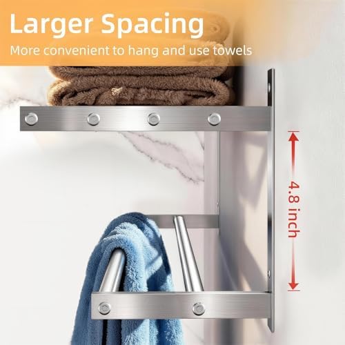 Taaji Towel Racks for Bathroom 24 inch, 2 Tier with Towel Bars, Brushed - Image 4