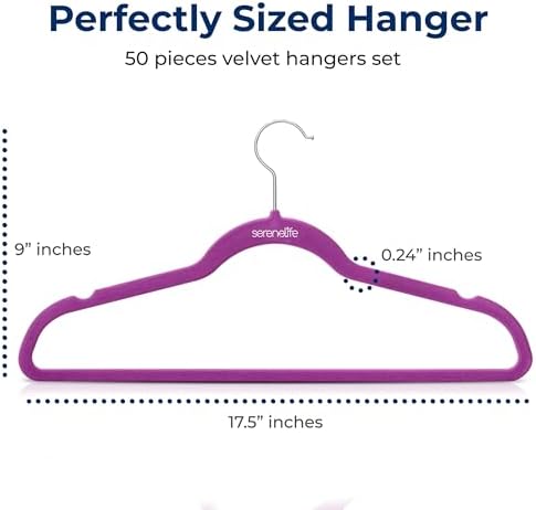 SereneLife Velvet Hangers – 50 Pack, Slim & Space Saving for Closets - Image 2