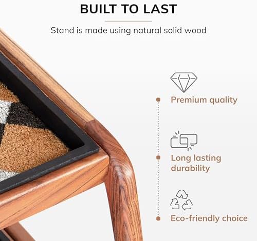 Anji Mountain Heavy Duty Waterproof Wooden Shoe Storage Mat Organizer/Boot Storage Tray Multi Use for Entryway with Coir, Tan and Ivory Insert, 2 Tier, Fits 4 Pair (26.5" Wide) - Image 4