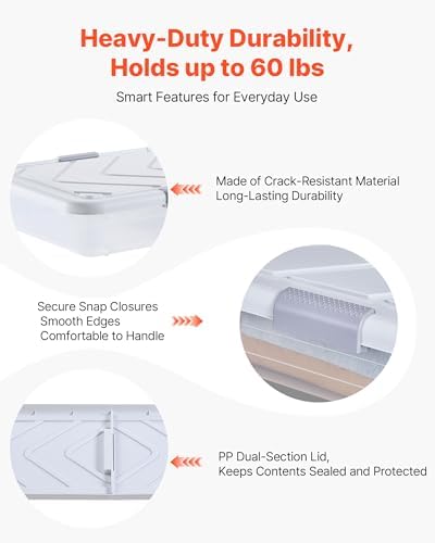 VEVOR Under Bed Storage with Wheels, 39.8 x 20.1 x 5.9 inch Underbed Containers, Underbed Shoes Organizer with Lid & Gray Latch, Rolling Under the Bed Storage Bins for Clothes Shoes Blankets, 2 Pack - Image 6