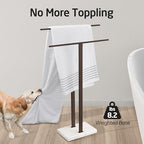 KES Bronze Standing Towel Rack with Weighted Marble Base, Towel Rack Stand - Image 2