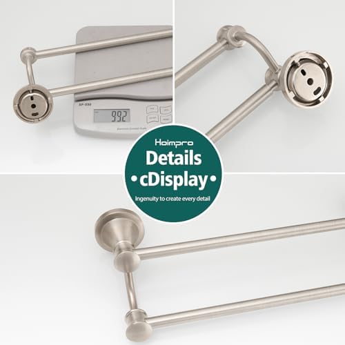 Hoimpro Double Towel Bar Towel Rack for Bathroom Wall Mount Brushed Nickel - Image 7