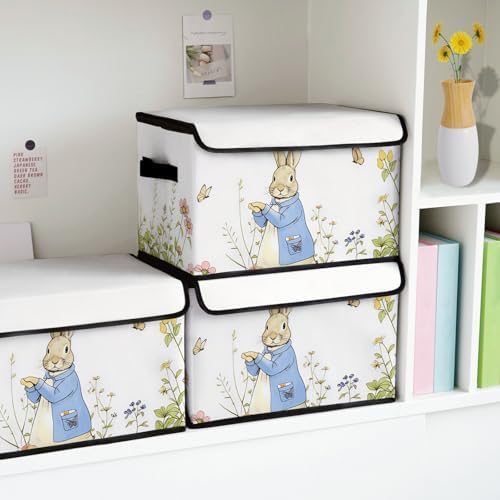 Stackable Storage Bins with Lids,Closet Organizers Fabric Box for Home and Office,Blanket Clothes Organizers,Under Bed Storage Containers 3 Pack - Image 4