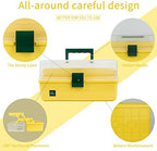 Creahaus 13 inch Art Craft Organizer Storage Box with 3 Layer, Multipurpose Plastic Tool Box with Handle for Sewing, Art Supply, Medicine, Nail, Hair Accessories (Yellow) - Image 3