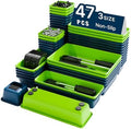 47pcs Tool Box Organizer, Tool Drawer Organizer Trays with Non-slip EVA Pads – Interlocking Divider Set, Fit Garage Storage Desk Drawers & Rooling Tool Cart (Blue & Green 47PCS) by Vexercisehoop