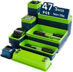 47pcs Tool Box Organizer, Tool Drawer Organizer Trays with Non-slip EVA Pads – Interlocking Divider Set, Fit Garage Storage Desk Drawers & Rooling Tool Cart (Blue & Green 47PCS) by Vexercisehoop