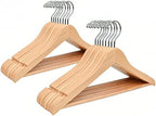 Amber Home 20 Pack 15" Natural Wooden Clothes Hangers for Woman by AmberHome