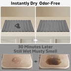 Large Stone Dish Drying Mat for Kitchen Counter – 24"(L)×16 "(W) Foldable Super Absorbent Diatomaceous Earth Stone Dish/Bath Mat, Kitchen Counter Mat for Plate Rack, Cup, Match Any Countertop - Gray - Image 3