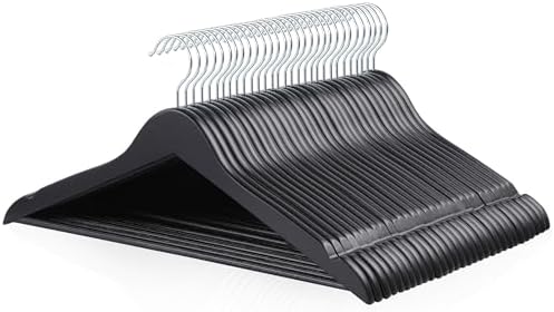 Amazon Basics Wood Suit Clothes Hangers for Closet Organizer, Black, 30-Pack by AmazonBasics