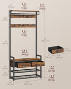 VASAGLE Hall Tree with Bench and Shoe Storage, 2 Fabric Drawers, 10 Hooks - Image 6