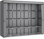 MOGELAFOO 83 Inch Wide Portable Closet Wardrobe, Clothes Storage Rack Organizer with Cover, 5 Clothes Hanging Rods and 10 Storage Shelves, Grey - Image 2