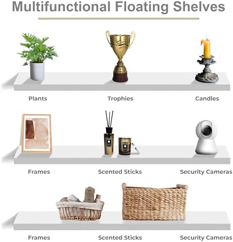Sorbus Floating Shelves for Wall Storage (55 Inch, 3 Pack, White) - Image 6