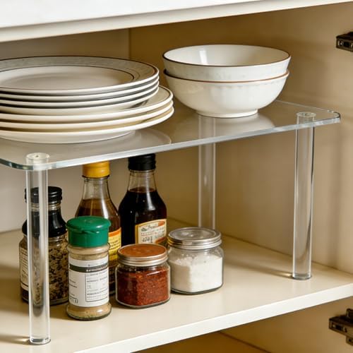 Acrylic Risers Display Stands 6mm Thick Rectangular 4-leg Acrylic Plant Stand, Clear Shelf Riser for Home Decor and Organizer (16x10x8 inch) - Image 3