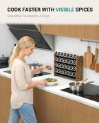 Spice Rack Organizer with 28 Glass Jars, for Cabinet Wall Mount Countertop - Image 4