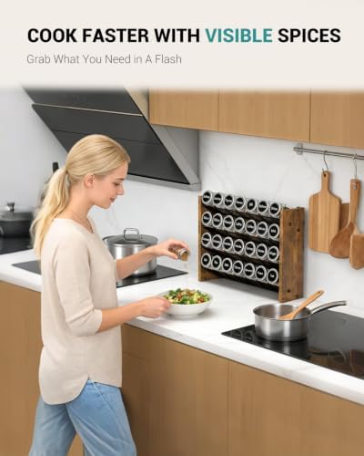 Spice Rack Organizer with 28 Glass Jars, for Cabinet Wall Mount Countertop - Image 4