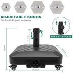 Patio Umbrella Base Heavy Duty with Wheels Square Market Stand for Outdoor 4 Locks 2 Knobs 125lb Capacity, Black - Image 2