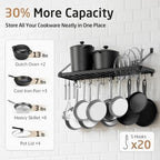 KES 75 lb High-Capacity Pot Rack Wall Mounted with Pot Lid Holder 34 Inch - Image 3