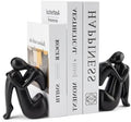 Black Book Ends Decorative, Girl Thinker Design, Modern Bookends for Shelves, Non-Skid Heavy Duty Resin Book Stopper for Books, Resin, 2Piece by Xmeden