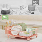 Hiviweer Dish Drying Rack for Kitchen Counter, 16.2" L x 12.5" W, Pink - Image 6