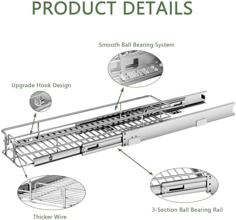 Pull Out Cabinet Organizer 7½" W x 21½" D, Heavy Duty Cabinet Pull Out Shelves, Slide Out Drawers Organization for Kitchen Cabinets Bathroom - Image 4