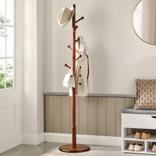 VASAGLE Solid Wood Coat Rack, Free Standing, 8 Hooks, 3 Height Options - Image 2