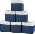 Posprica 11×11×11 Storage Cubes, Collapsible Storage Bins Organizer for Closet, Fabric Storage Box with Cotton Rope Handles, Decorative Storage Baskets for Shelves, set of 6 - White/Blue by Posprica