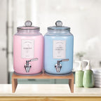 2 Pack Glass Laundry Detergent Dispenser,Sturdy glass Fabric Softener Dispenser With Leak Proof Pump,Reusable Container & Bamboo Stand-108Oz Big Laundry Soap Container For Washer Room Organization (2) - Image 4