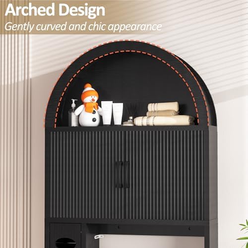 Spurgehom Over Toilet Storage Cabinet, Bathroom Arch Organizer, Black - Image 5