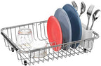SANNO Dish Drying Rack, Expandable Dish Drainer Over Sink in Sink On Counter with Utensil Silverware Storage Holder, Rustproof Stainless Steel - Image 5