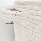 Large Storage Basket with Lid 60L, 16"Wx18"H Woven Laundry Hamper Basket with Handle, Room Decor Cotton Rope Wicker Basket Toy Organizer Bins for Clothes Blankets Pillows, Gray/White Mix includes Lid - Image 6