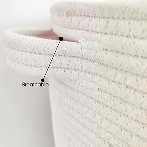 Large Storage Basket with Lid 60L, 16"Wx18"H Woven Laundry Hamper Basket with Handle, Room Decor Cotton Rope Wicker Basket Toy Organizer Bins for Clothes Blankets Pillows, Gray/White Mix includes Lid - Image 6