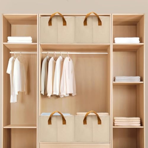 SNWDN 6 Pack Closet Cloth Storage Bins with Handles（ Beige 16.5''L x 11.8''W x 9.8''H） - Image 5