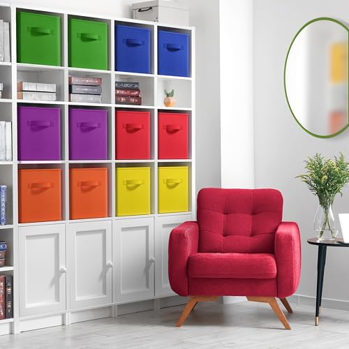 Sorbus Foldable Fabric Storage Cubes, 12 Pack (13 Inch, Deep Rainbow) - Image 2