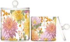 Pretty Chrysanthemum Flower Qtip Holder Waterproof Dustproof Apothecary Jars with Lids For Bathroom Cotton Swabs Makeup Sponges Floss Picks Bath Salts 2 Pack by Tatenale