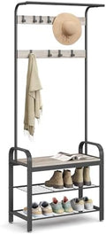 VASAGLE Coat Rack, Hall Tree with Shoe Bench, 4-in-1, 9 Removable Hooks by VASAGLEbySONGMICSHOME
