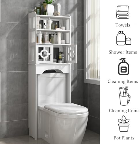 4-Tier Over The Toilet Storage Shelf,Over Toilet Organizer Rack, Above Toilet Shelf for Bathroom,Laundry,White - Image 3