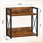 Giikin Kitchen Counter Shelf, Kitchen Countertop Organizer, 2 Tier Spice Rack for Counter, Wood Coffee Bar Organizer for Coffee Station (Brown, L) - Image 3