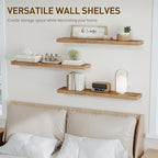 RALGEND Floating Shelves for Wall, 39.4" Long Wall Shelf Set of 3 with Invisible Bracket, 1.5" Thick Hanging Shelves Farmhouse Home Decor for Bathroom, Living Room, Bedroom Rustic Brown 10301BJP3BF - Image 4