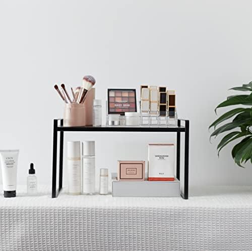 Nxconsu Stackable Cabinet Shelf Organizer 2 Pack, Standard Tall Black - Image 6