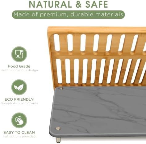 Sofort Bamboo Dish Rack with Absorbent Stone Dish Drying Mat - Image 4