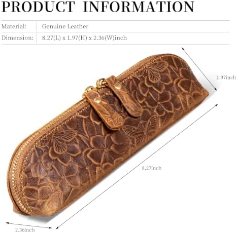 Gexmil Genuine Leather Pen Case, Hand-made Stationery Bag for Work Office - Image 2