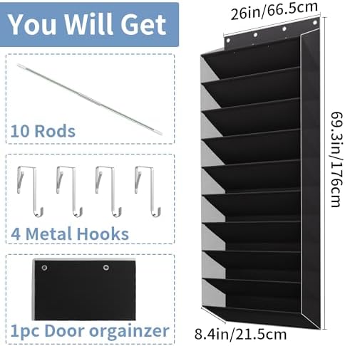 TAHAVICE 10-Tier Over The Door Shoe Organizer, Heavy Duty Hanging Storage - Image 2