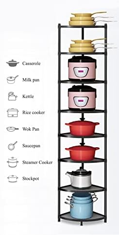 8-Tier Kitchen Pot Rack, Cookware Stand Storage Organizer ，Multi-Layer Corner Shelf Stand Metal Shelves for Kitchen - Image 3