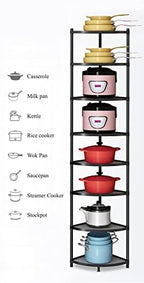 8-Tier Kitchen Pot Rack, Cookware Stand Storage Organizer ，Multi-Layer Corner Shelf Stand Metal Shelves for Kitchen - Image 3
