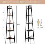 Hoctieon Corner Shelf, 5-Tier Corner Bookshelf, Rustic Ladder Shelf, Industrial Display Stand for Living Room, Kitchen, Home Office, Balcony, Small Space, Metal Frame, Black - Image 2
