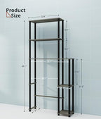 Over Toilet Shelf Organizer, 5-Tier Toilet Storage Rack with Side Racks Over The Toilet Stand for Bathroom Balcony Laundry, Grey/Black - Image 2