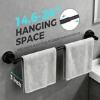 Adjustable Suction Cup Towel Bar for Bathroom Wall,14.6Inch~24 Inch Towel Racks for Bathroom,Stainless Steel Bath Towel Holder for Shower,2 Pack(Matte Black) - Image 2