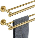JQK Double Towel Bar 27 Inch, Brass Gold Useable Length 24 Inch 304 Stainless Steel Thicken 0.8mm Bath Towel Rack for Bathroom, Towel Holder Wall Mount 2 Pack, TB100L24-BG-P2 by Homeimprovement